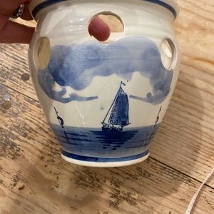 Vintage Blue Delft Holland Bulb Planter,  5" tall Crocus Pots